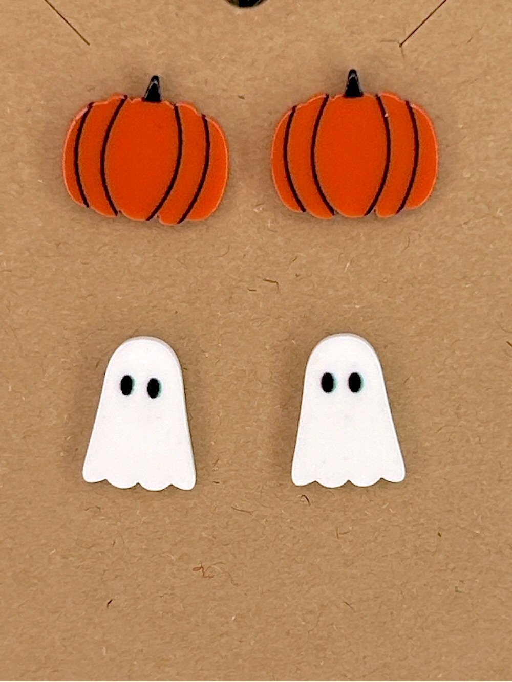Halloween Pumpkin and Ghost Stud Earring Set Orange & White Fashion Jewelry Fall